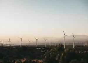 Wind turbines in the Palm Springs desert, USA