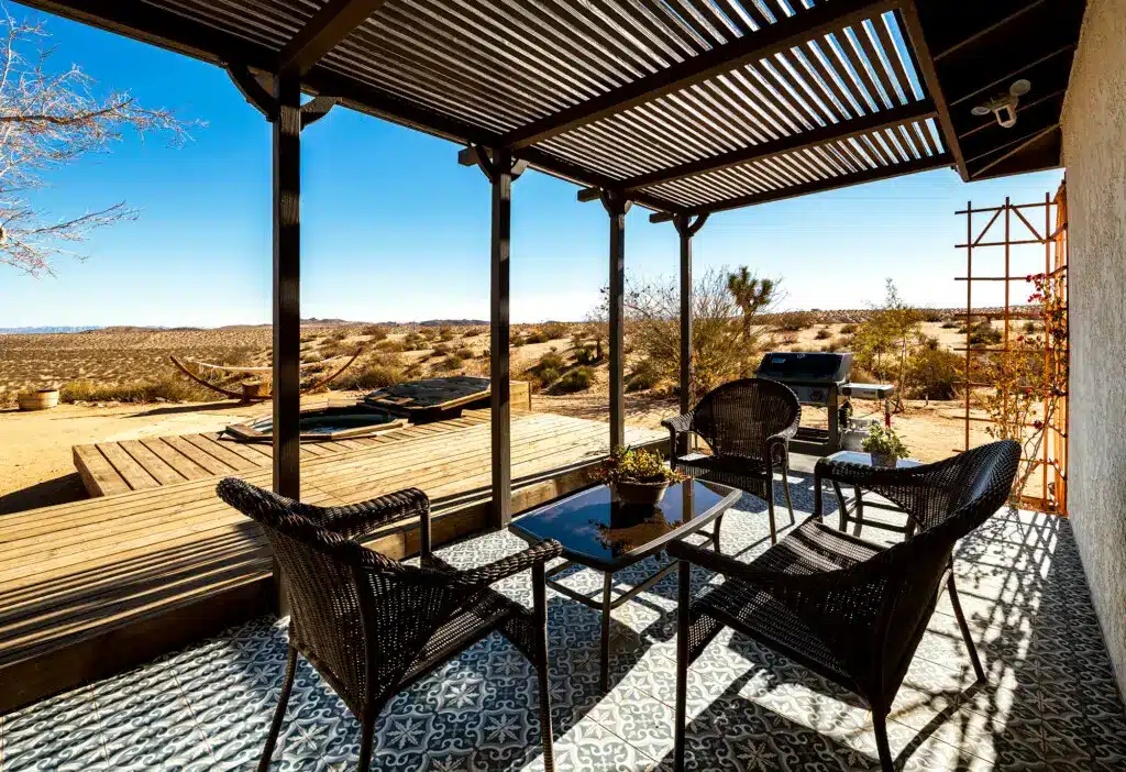 Outdoor seating area at a vacation rental managed by Open Air Homes.