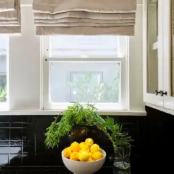 Kitchen counter with bowl of lemonsKitchen counter with a bowl of lemons and a glass vase with greenery at Charming Walk Street Hideaway in Venice Beach by Open Air Homes. and glass vase with greenery at Charming Walk Street Hideaway by Open Air Homes.