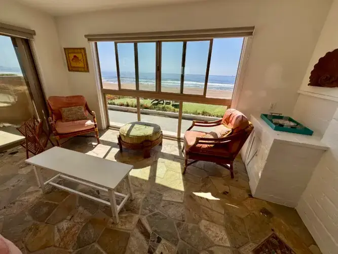 Seating area with ocean view in Redondo Beach rental.