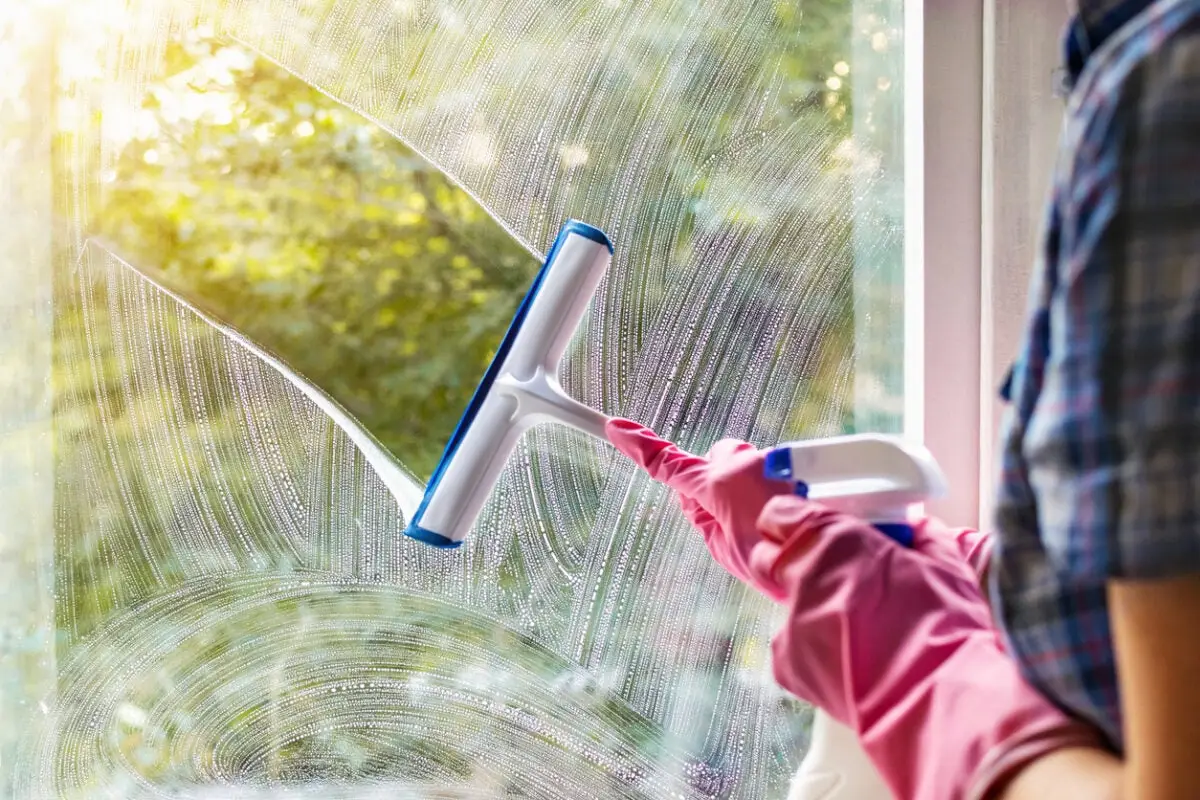 Window cleaning service in a luxury vacation rental managed by Open Air Homes.