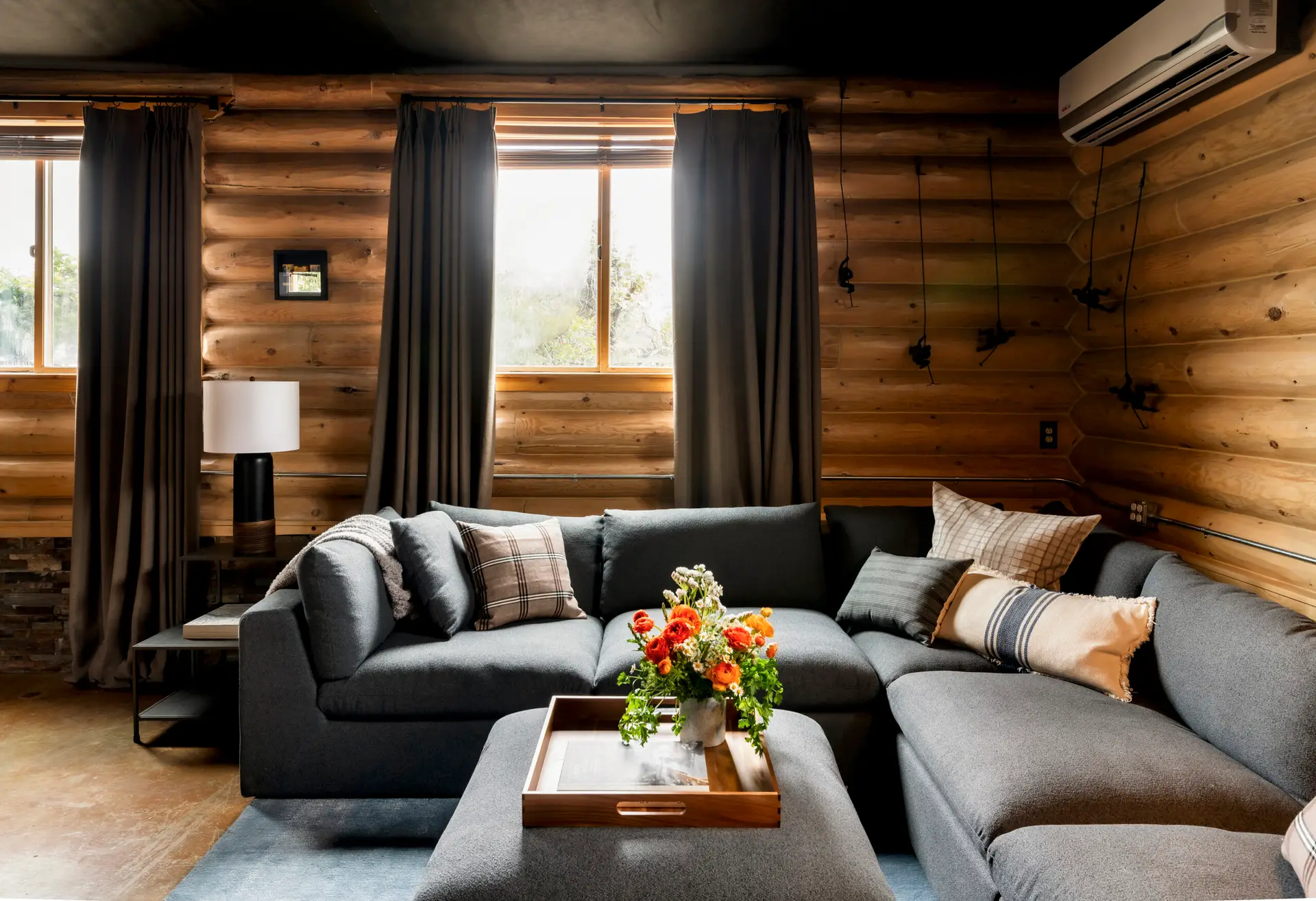 Encino Airbnb Management - Cozy living room with sectional sofa in Retreat to the Rocks, Studio Road, Ventura County