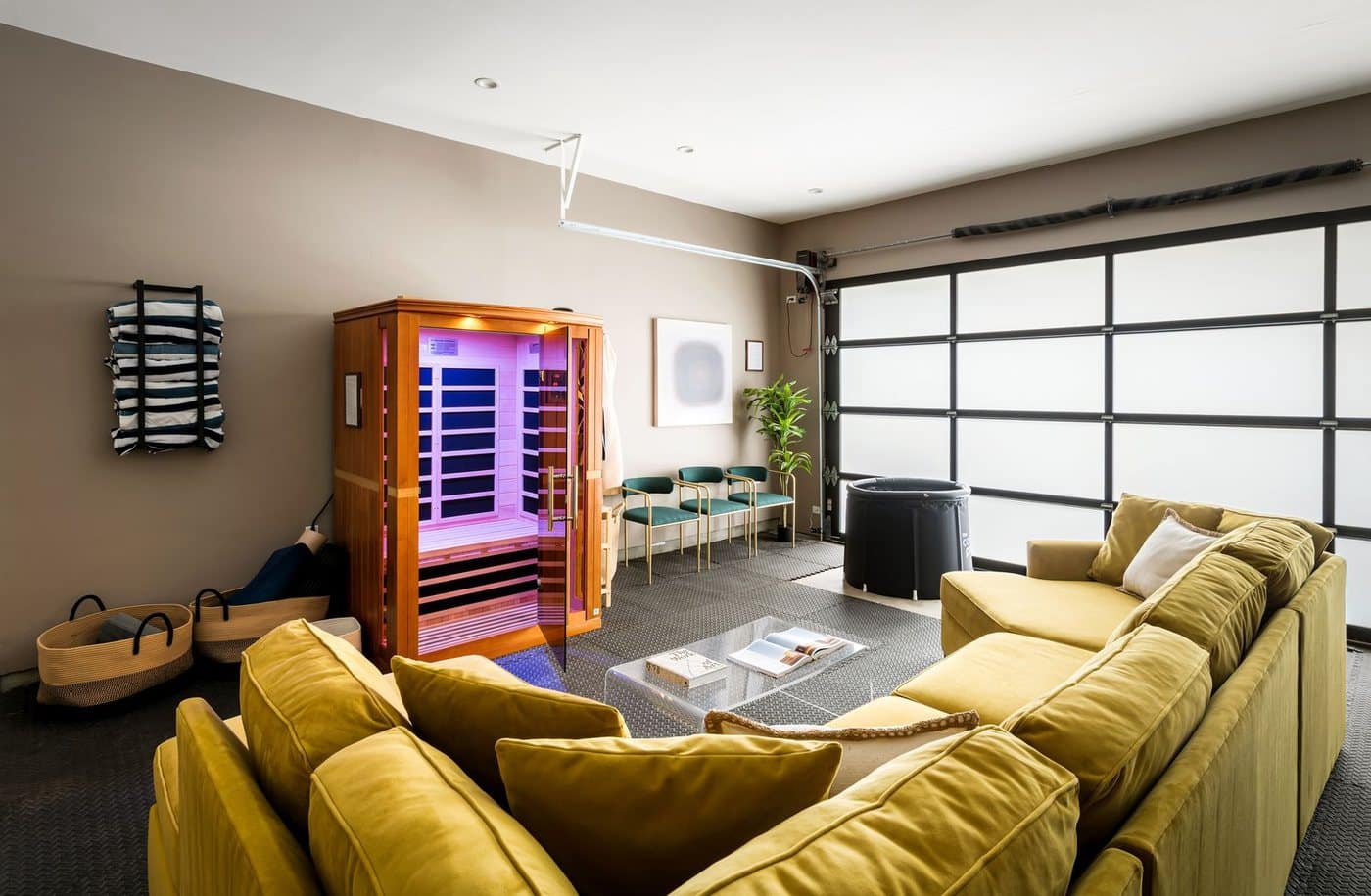 Palm Springs vacation rental wellness room with infrared sauna and new seating