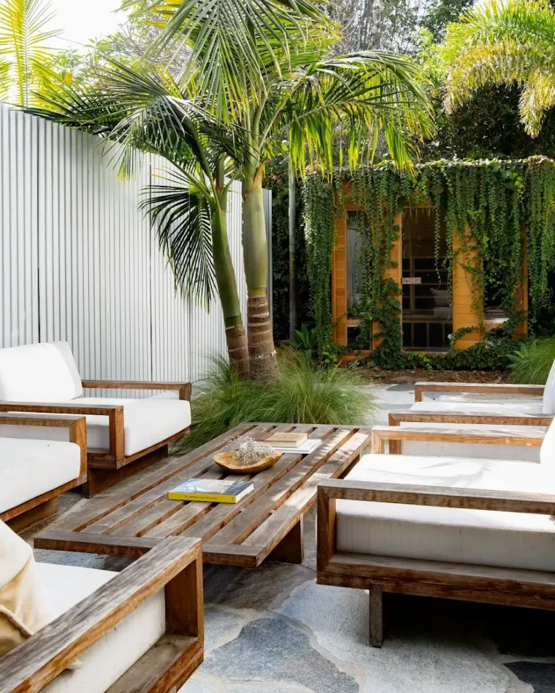 List Your Venice Beach Home Outdoor seating area with wooden furniture